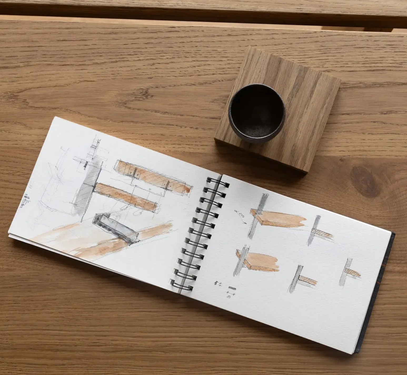 Oak wood kitchen detail